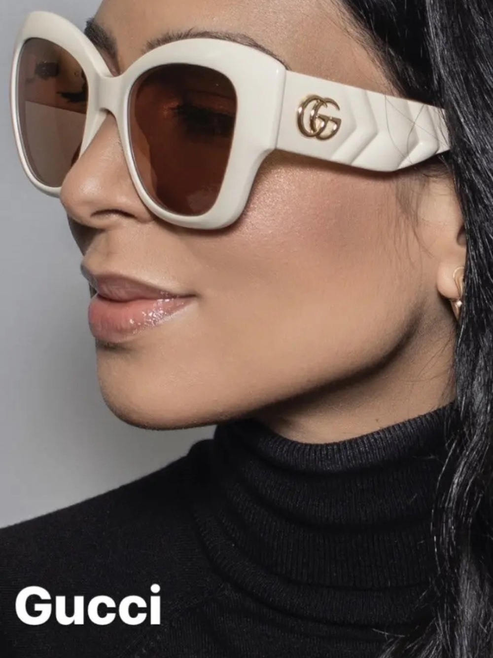 Gucci Sunglasses GG0808S 53 MM Cat Eye Cream White - Picture 7 of 7